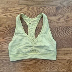 Aerie Women's Ribbed Green Yellow Sports Bra